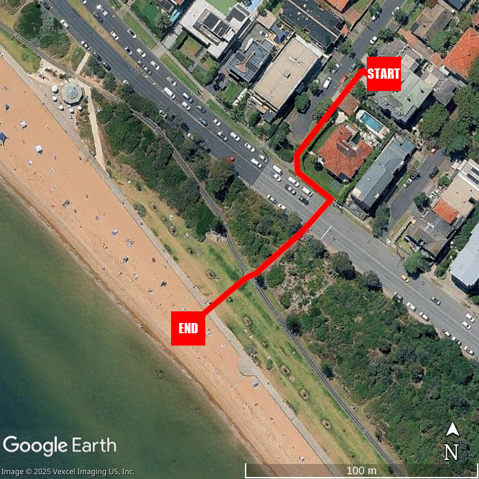 Beach walking map - Elwood Manor
