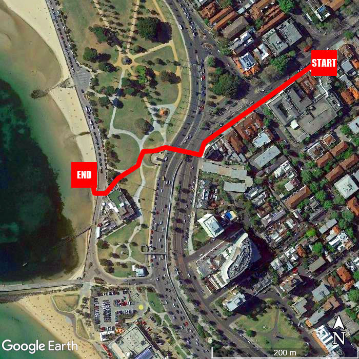 Beach walking map - Saint Kilda Beach Hotel