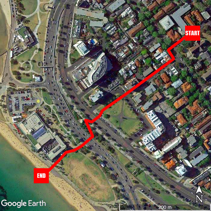 Beach walking map - Quest St Kilda Bayside