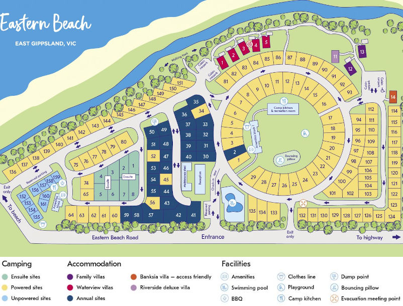 NRMA Eastern Beach Holiday Park - Park map