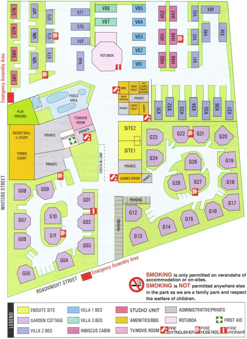 BIG4 Whiters Holiday Village - Park map
