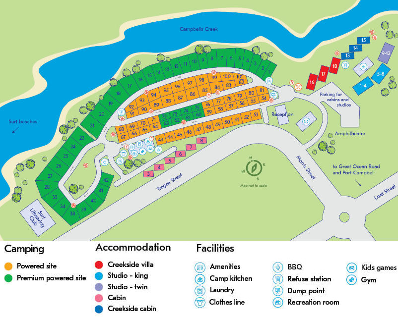 NRMA Port Campbell Holiday Park - Park map