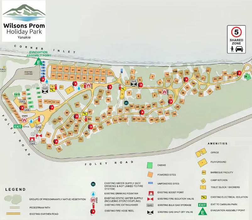Wilsons Prom Holiday Park - Park map