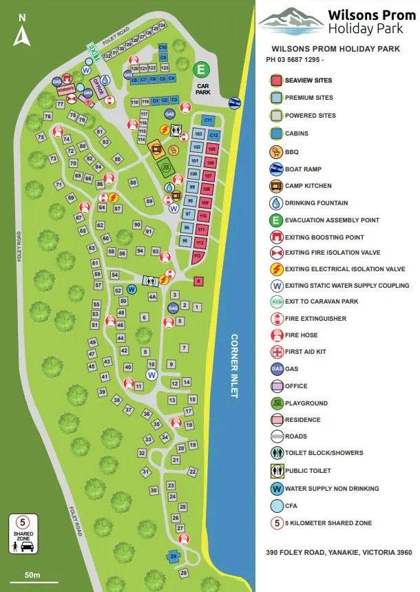 Wilsons Prom Holiday Park - Park map
